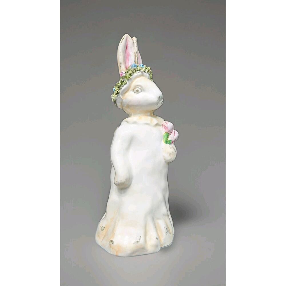 Bunny Rabbit Candy Flower Holder Flower Large Ceramic Figure 12.5" Easter Spring